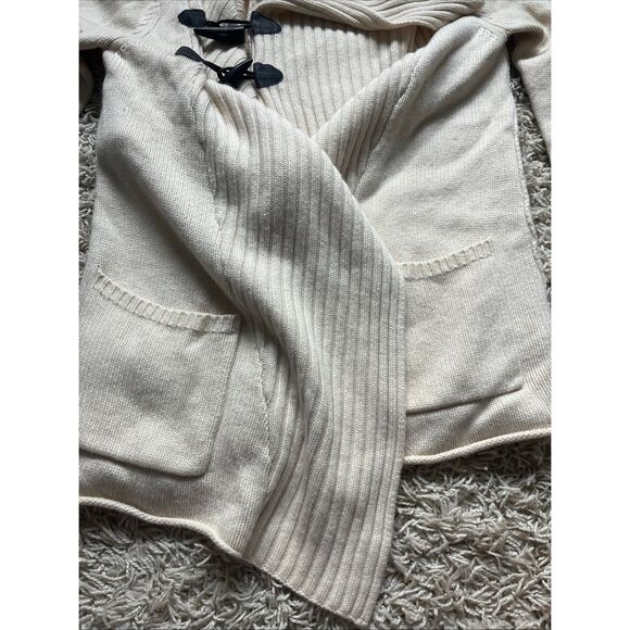 BROCHU WALKER TOGGLE CARDIGAN IVORY RIBBED WOOL-CASHMERE SIZE PETITE - Picture 5 of 12